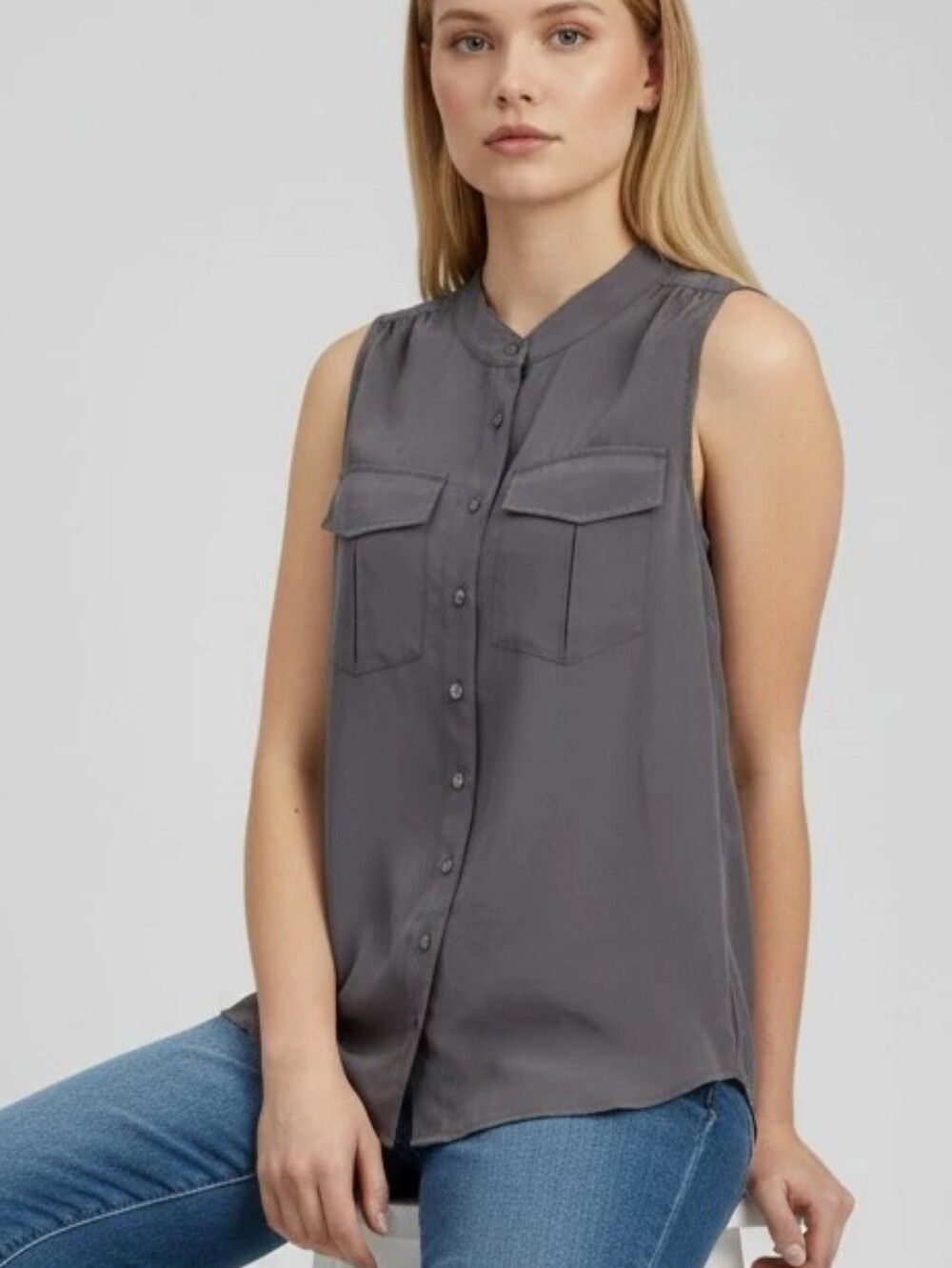 J. Crew Forest Gray Blouse
